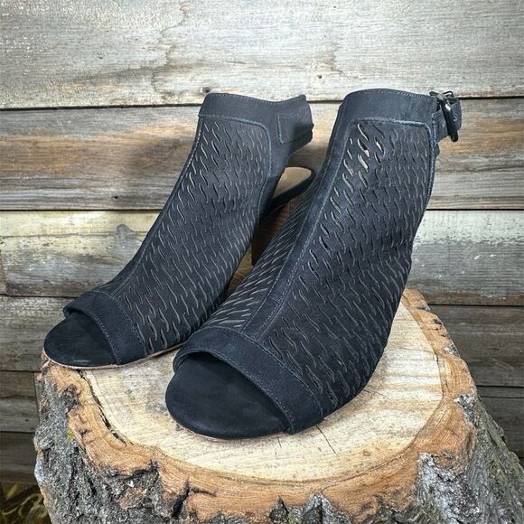 Antonio Melani Black Suede Peep Toe Slingback Heel sz 6.5 - Picture 3 of 7